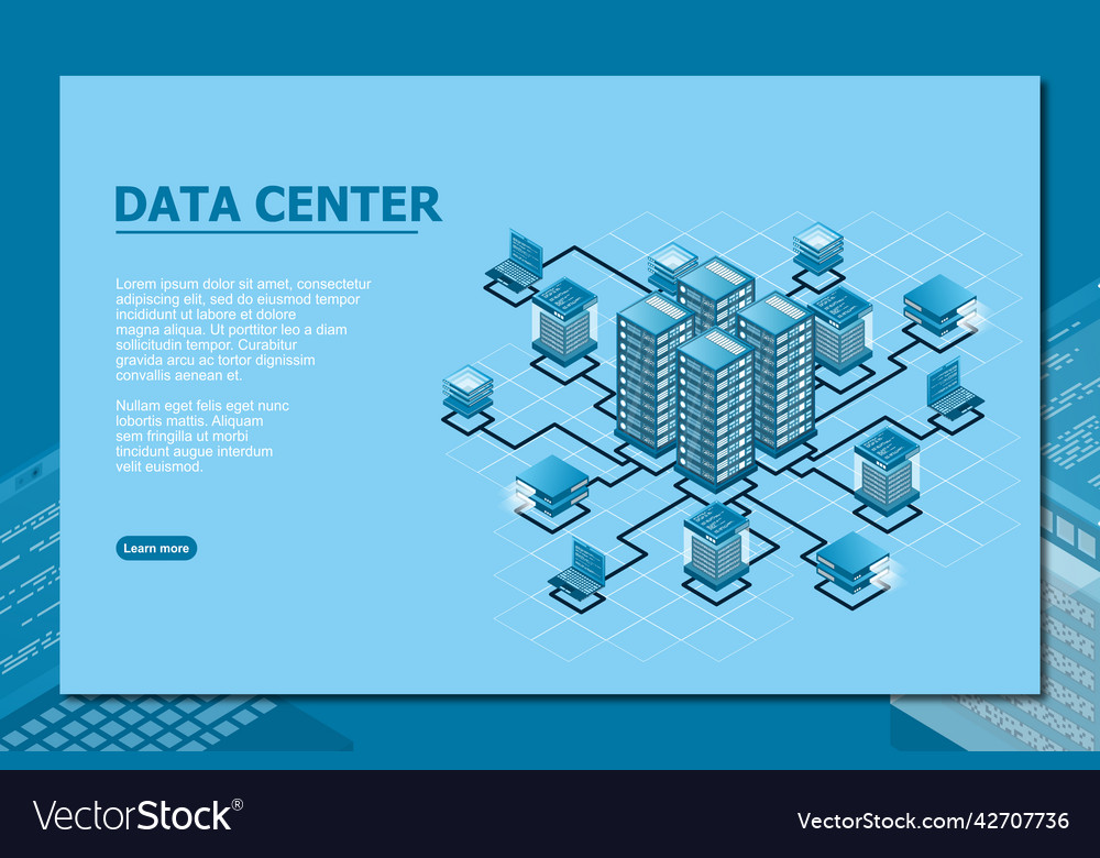 Concept of data network management isometric map