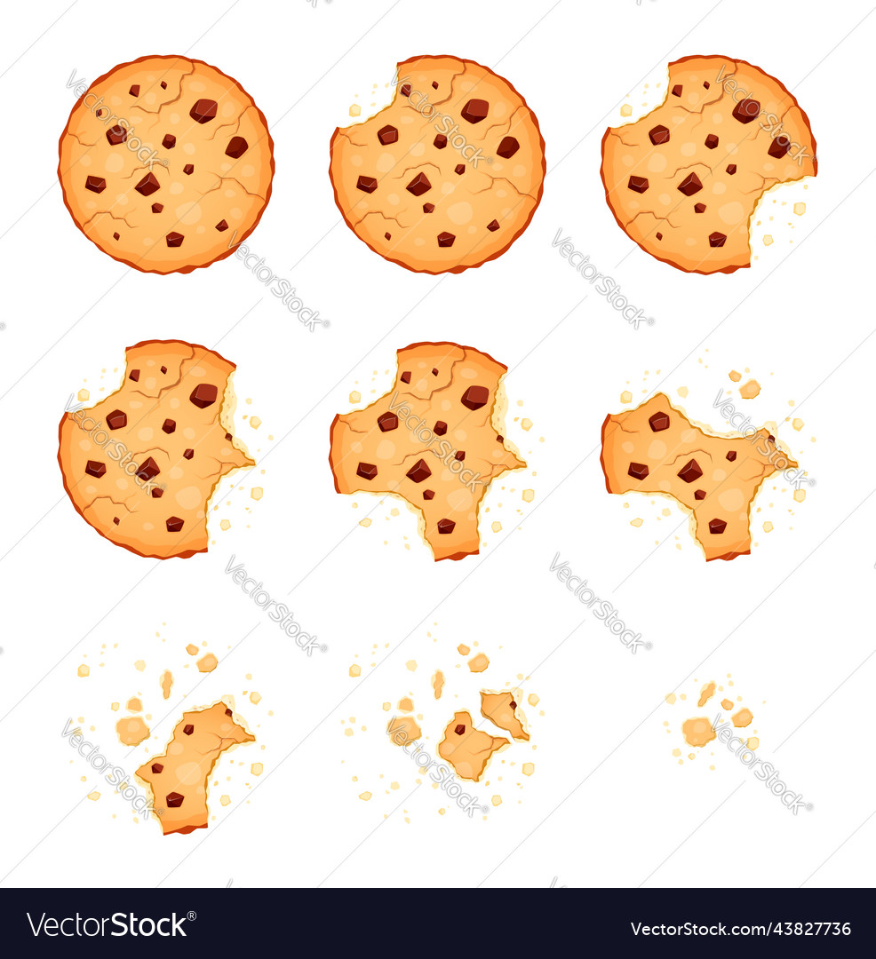 Crumble biscuit cookie animated sprite dessert Vector Image