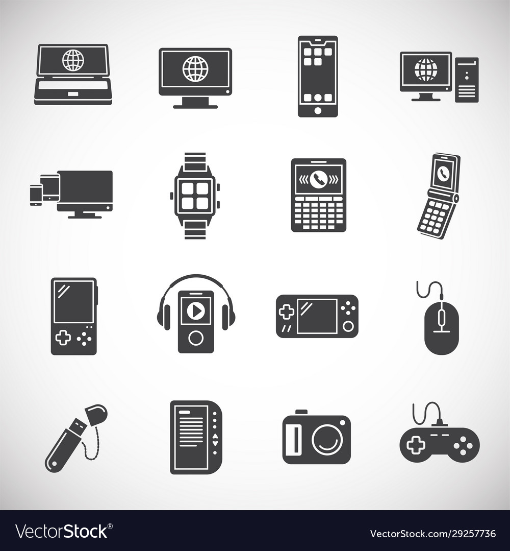Digital devices related icons set on background Vector Image Digital devices related icons set on background
