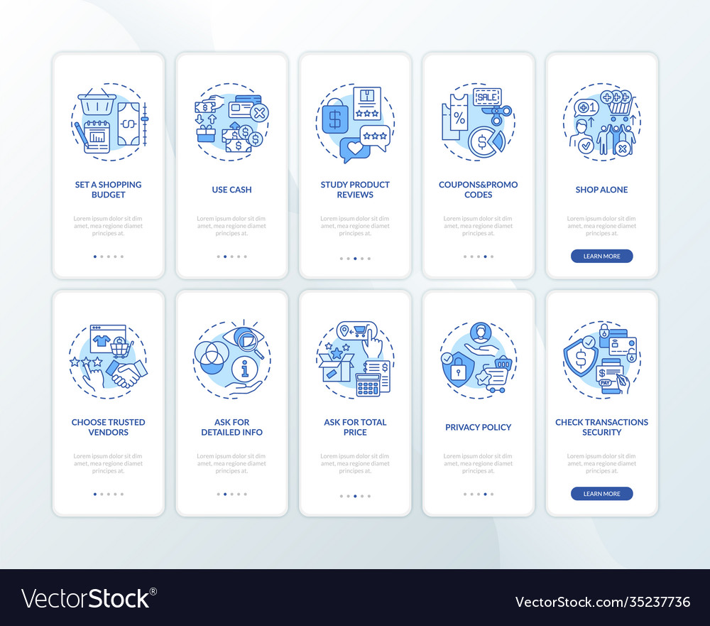 Effective shopping tips onboarding mobile app
