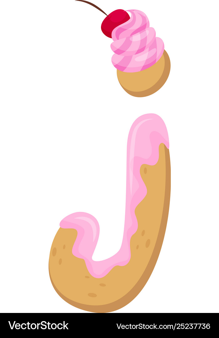 English letter j in form a cupcake Royalty Free Vector Image