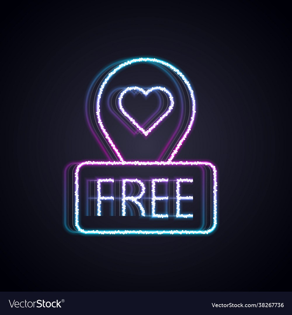 Glowing neon line map pointer with heart icon vector image Glowing neon line map pointer with heart icon