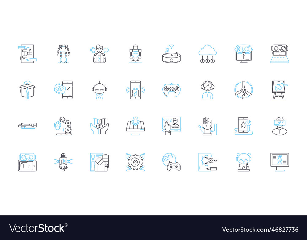 Innovative technologies linear icons set