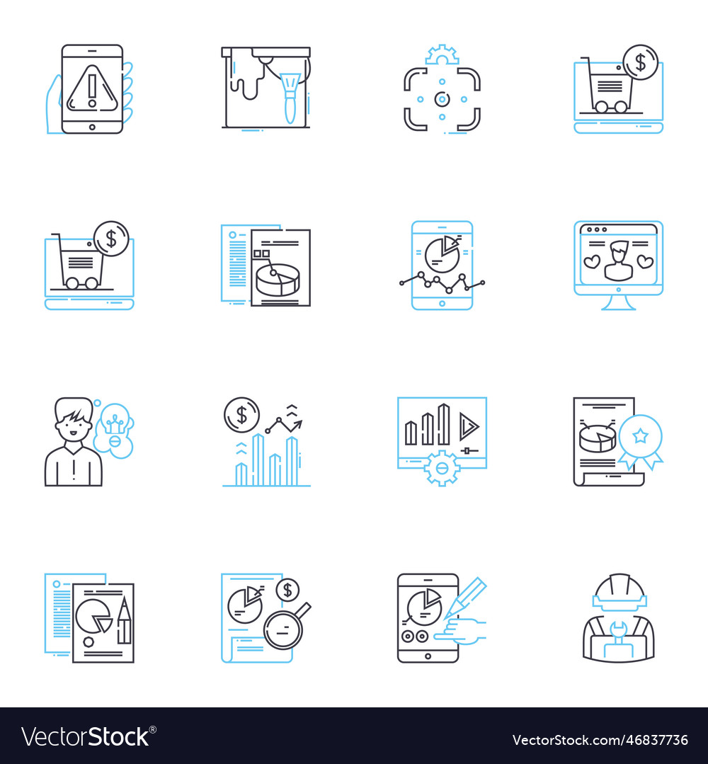 Knowledge management linear icons set