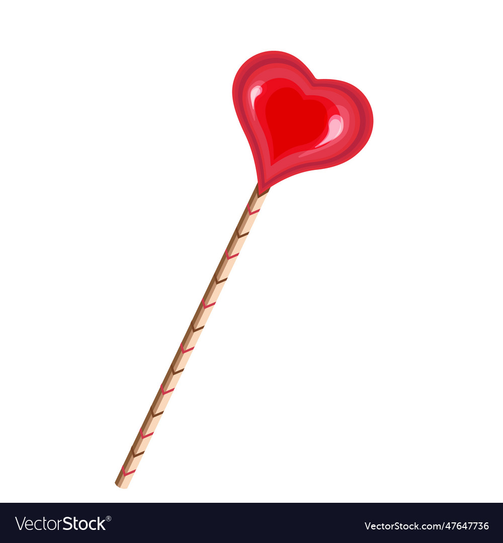 Lollipop on a stick in the shape of heart