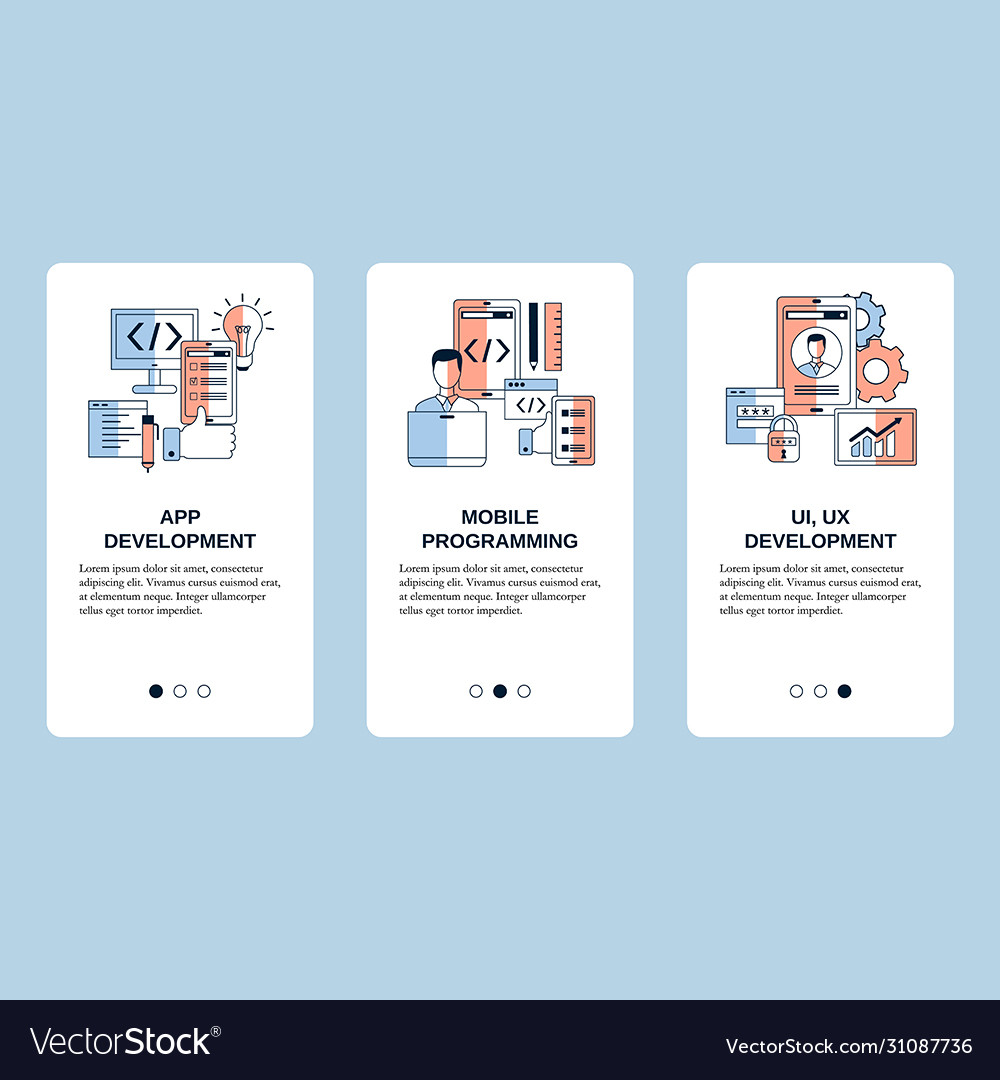 Mobile programming ui ux development and app vector image Mobile programming ui ux development and app