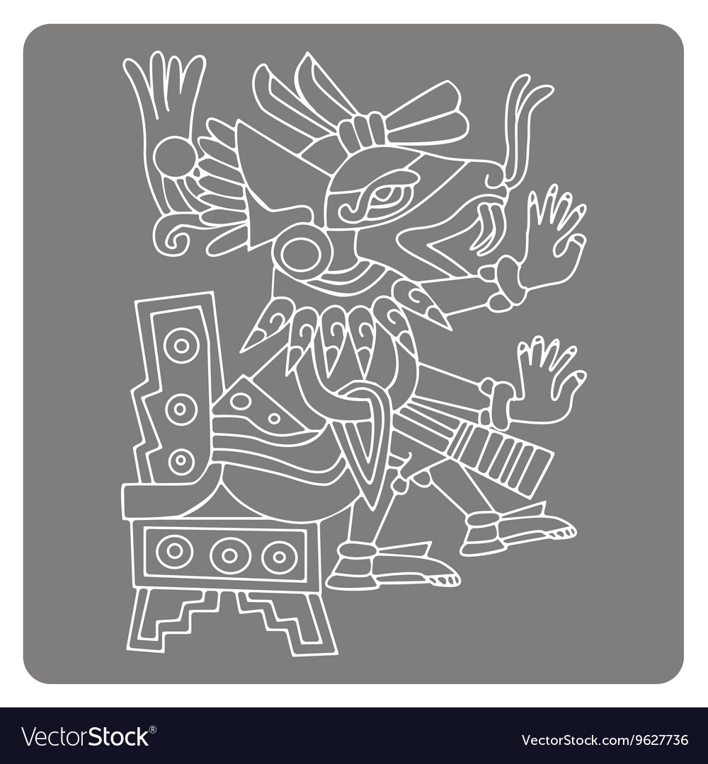 Monochrome icon with symbols from aztec codices Vector Image