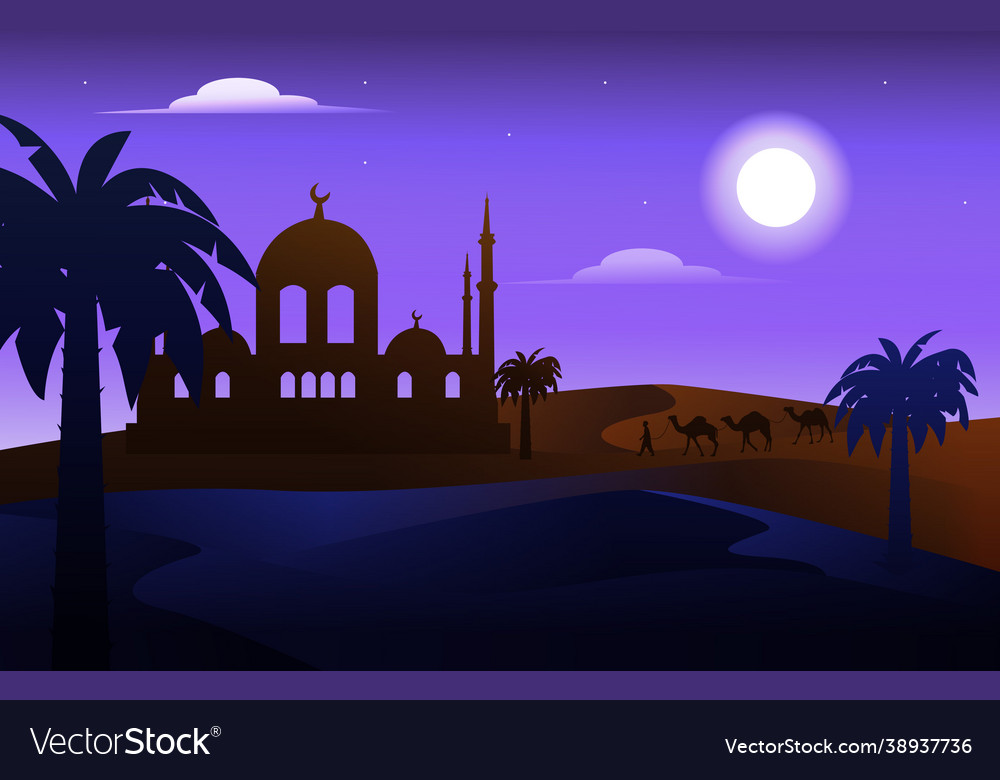 Night arabic desert camel caravan muslim islamic