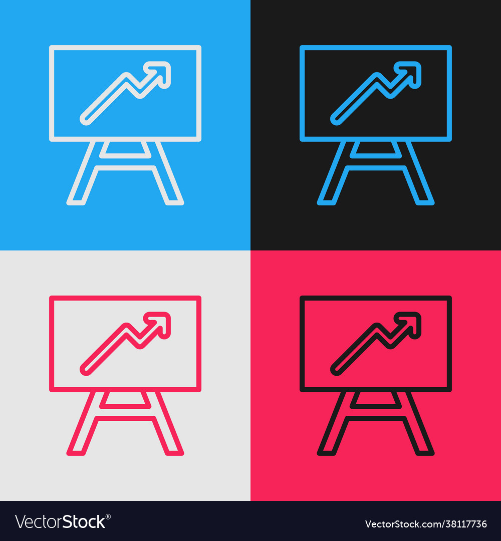 Pop art line board with graph chart icon isolated vector image Pop art line board with graph chart icon isolated
