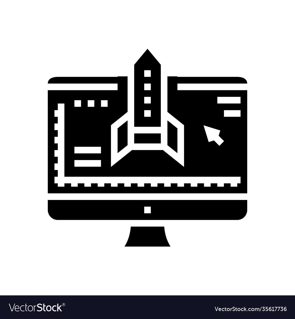 Rakete Modellierung Computerprogramm Glyph-Symbol vector image Rakete Modellierung Computerprogramm Glyph-Symbol