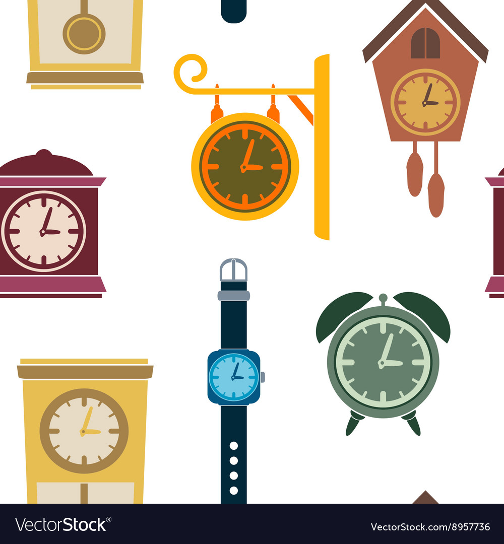 Seamless pattern with clock