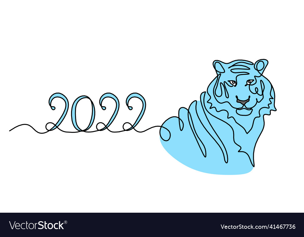 Silhouette of abstract color tiger with year 2022 Vector Image