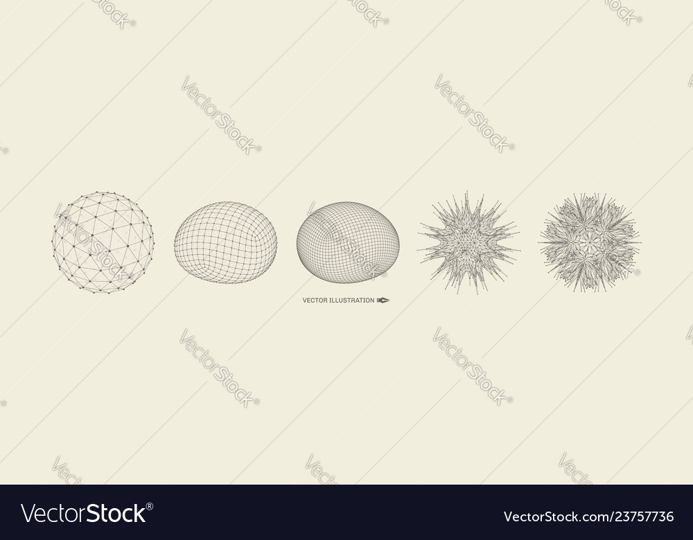 Sphere with connected lines crystal global 3d grid vector image Sphere with connected lines crystal global 3d grid