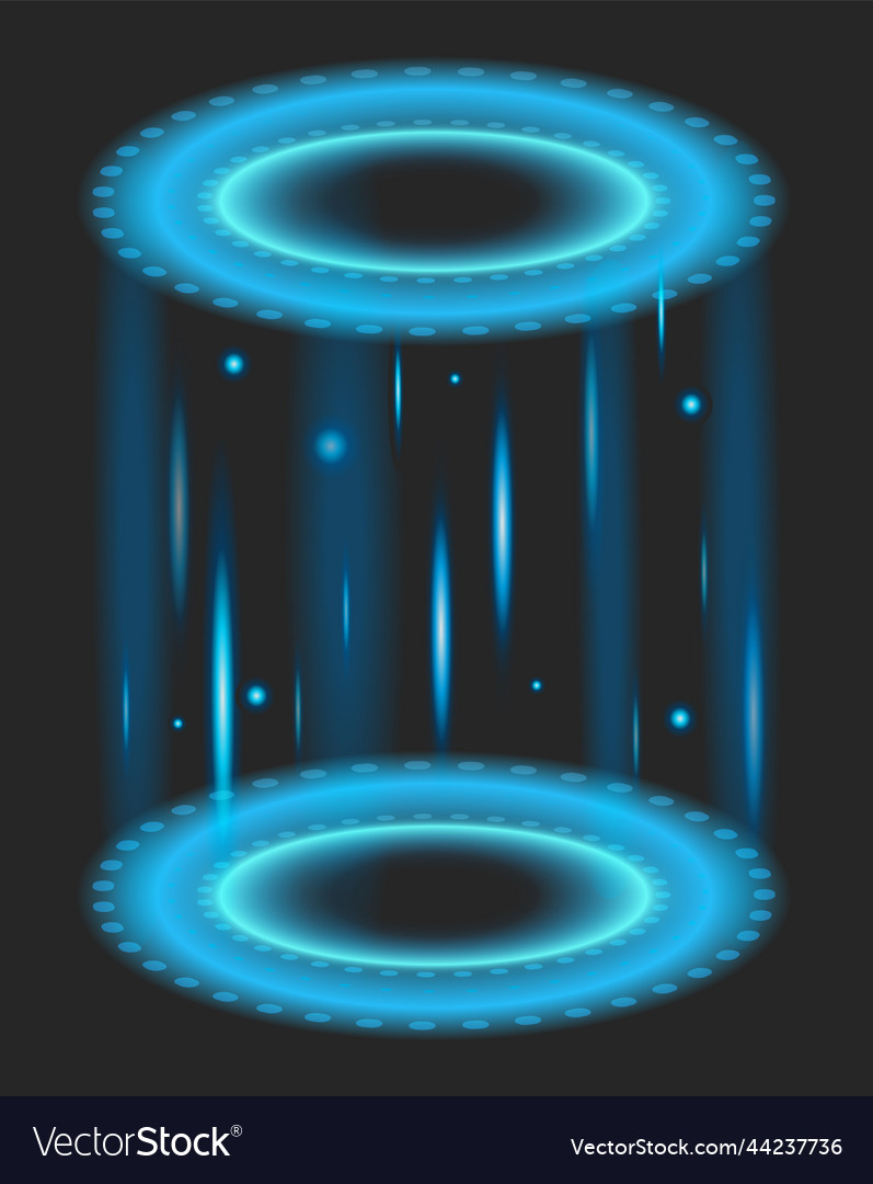 Teleport with blue glow rays with sparks neon Vector Image