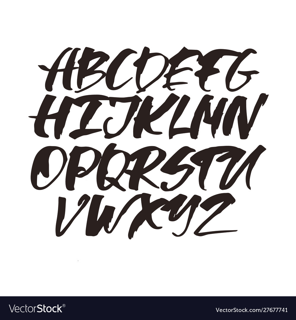 Alphabet letters black handwritten font drawn