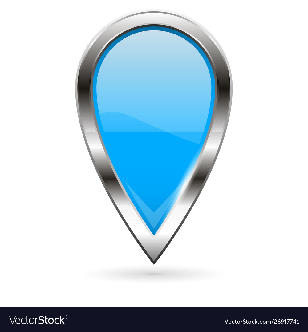 Blue 3d icon drop shape pin Royalty Free Vector Image