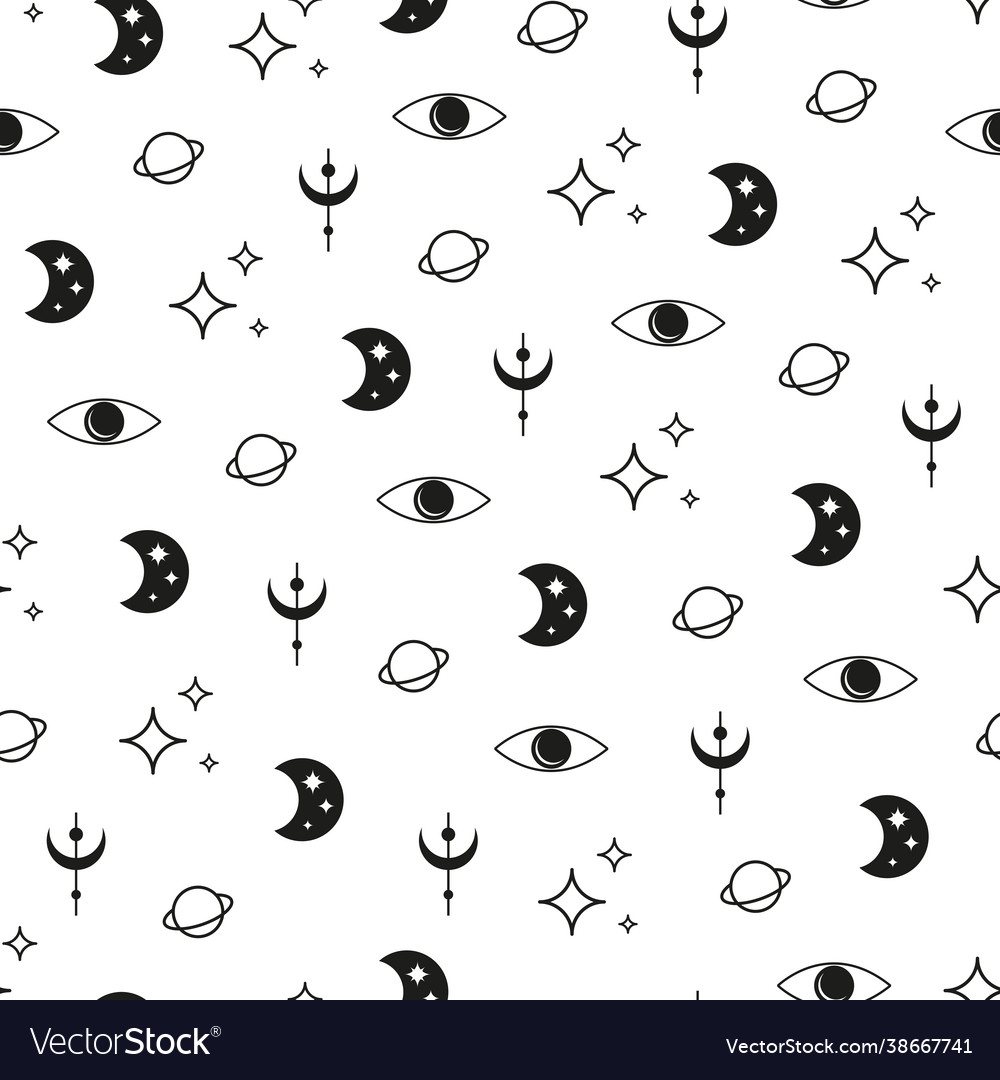 Boho seamless pattern with crescent moon third vector image Boho seamless pattern with crescent moon third