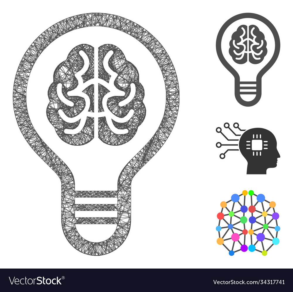 Brain bulb polygonal web mesh Vector Image Brain bulb polygonal web mesh