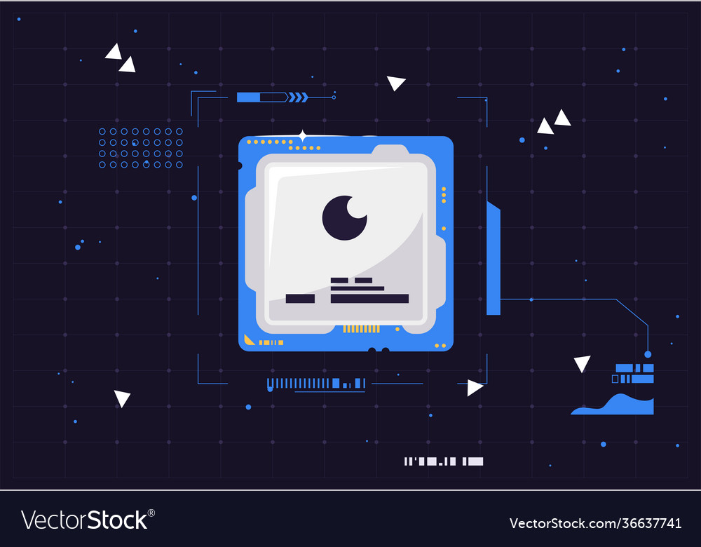 Computer processor on a dark background vector image Computer processor on a dark background