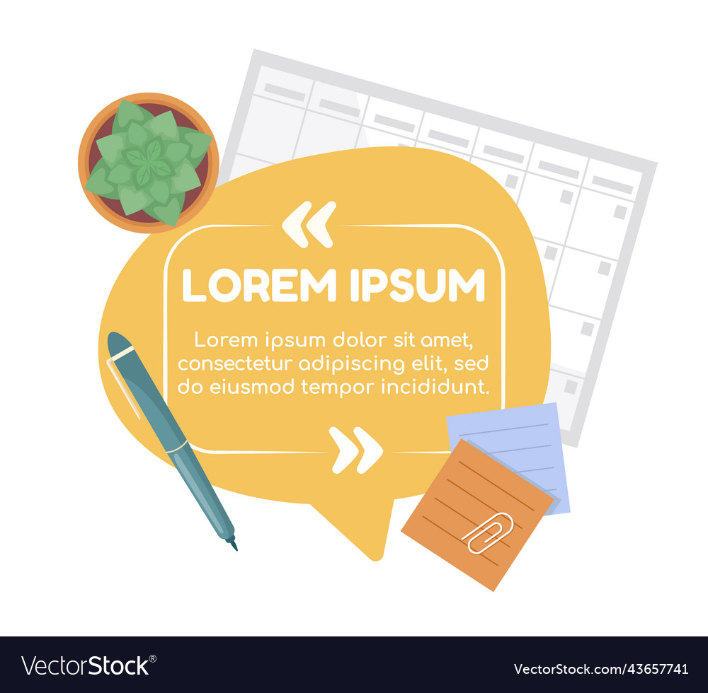 Everyday task management quote textbox with flat vector image Everyday task management quote textbox with flat