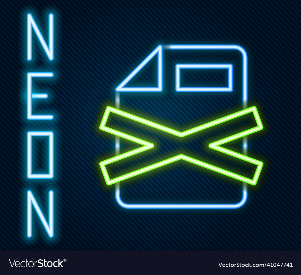 Glowing neon line delete file document icon
