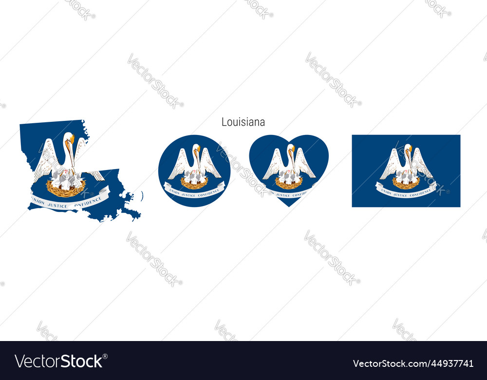 Louisiana flag in different shapes icon set flat