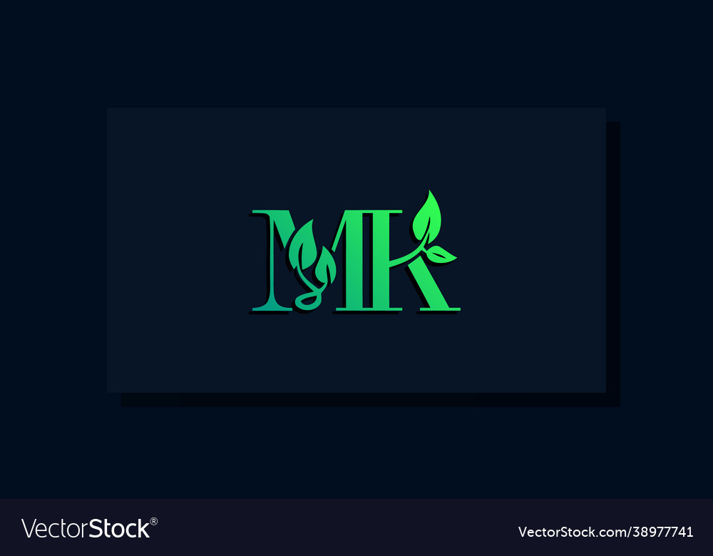 Minimal leaf style initial mk logo