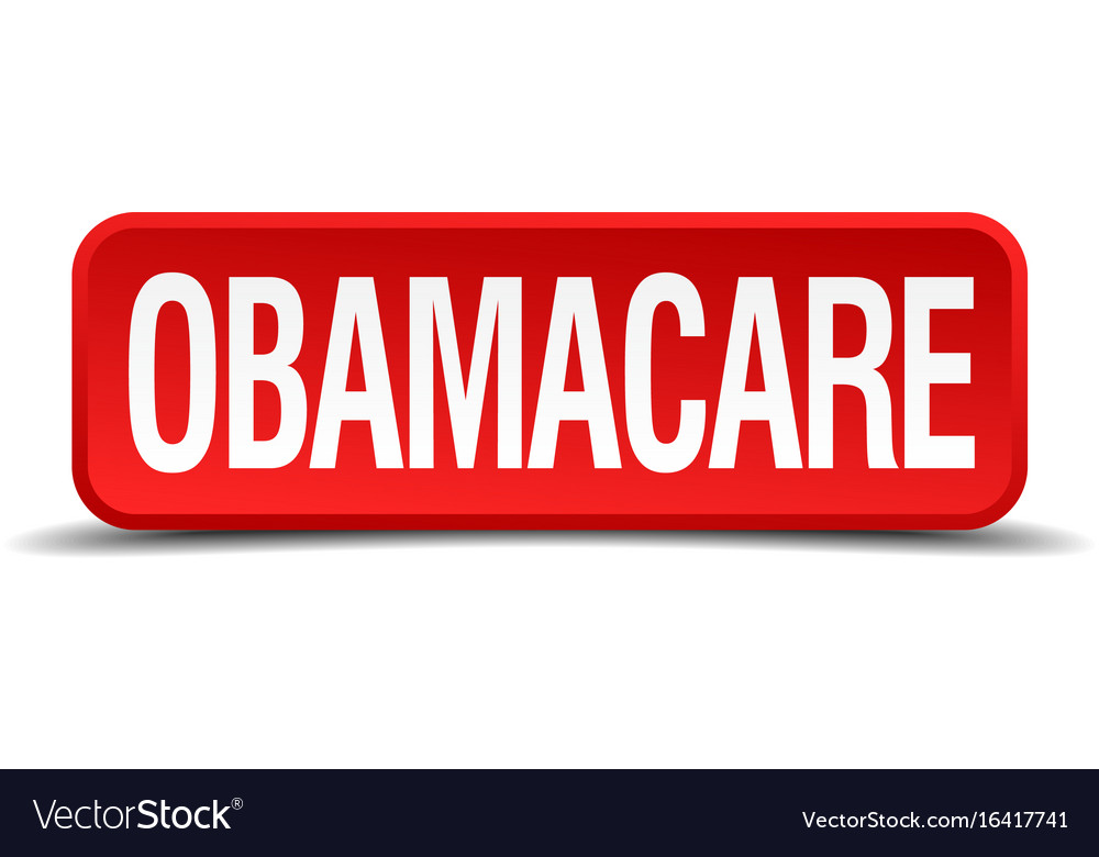 Obamacare red 3d square button isolated on white