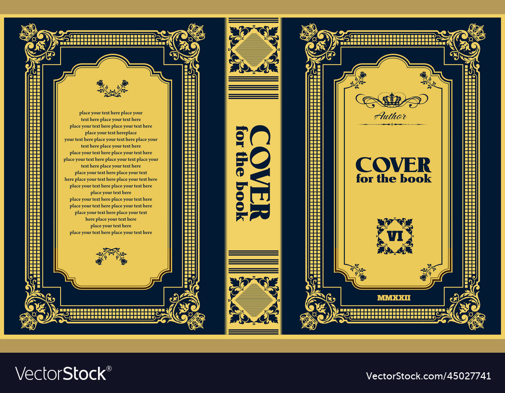 Ornate book cover and old retro ornament frames Vector Image