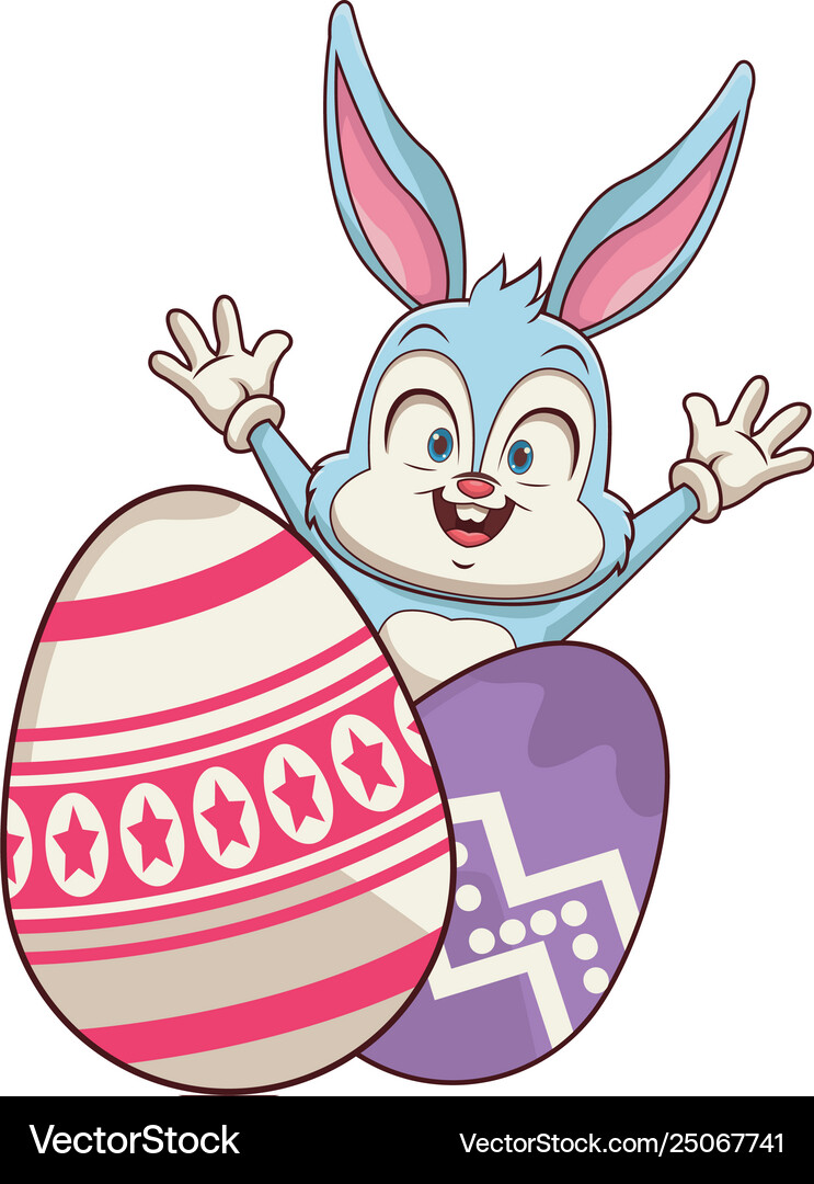 Rabbit with easter eggs Royalty Free Vector Image