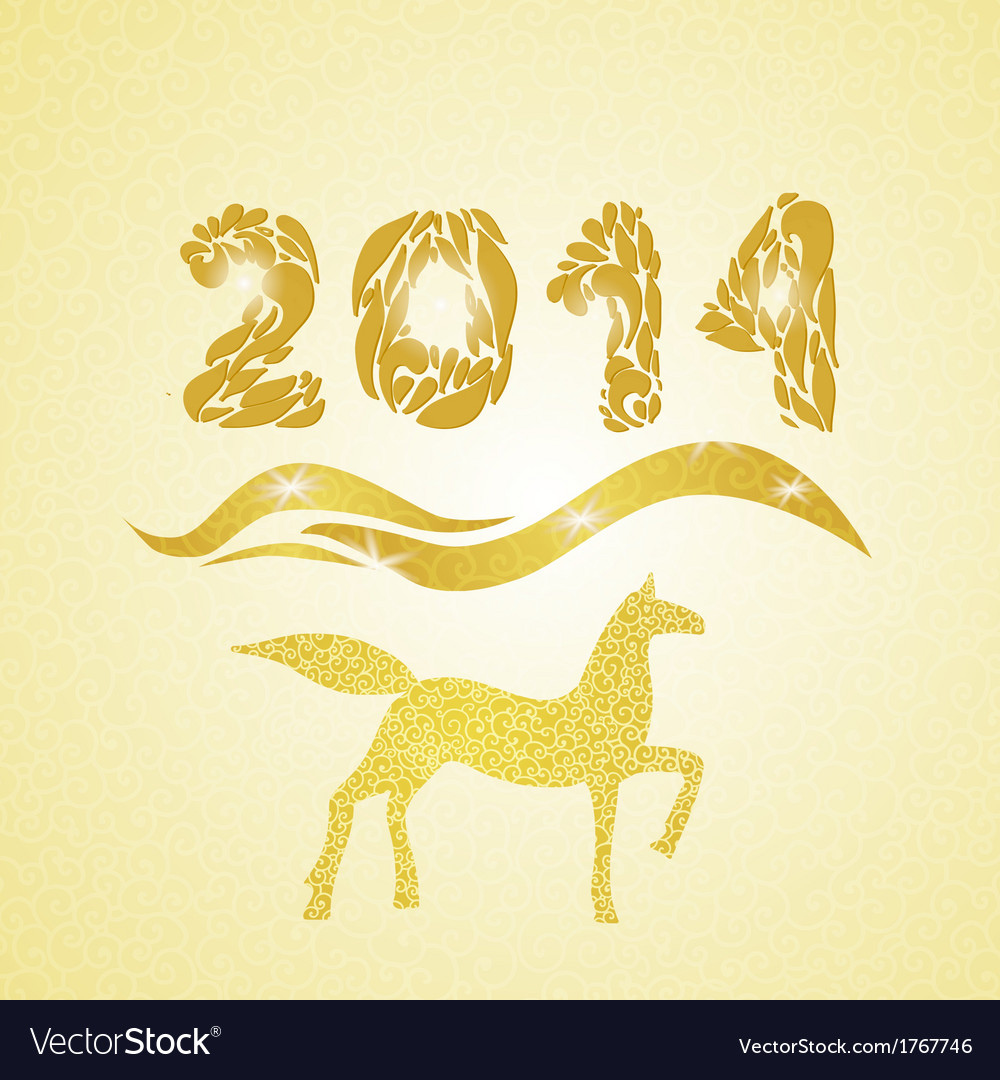 2014 new year gold horse silhouette Royalty Free Vector