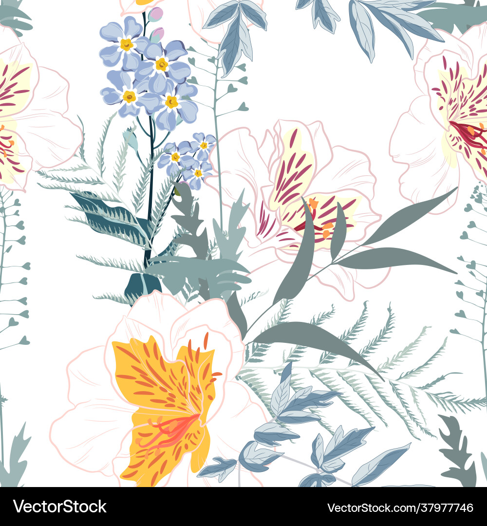 Abstract flowers seamless patterns Royalty Free Vector Image
