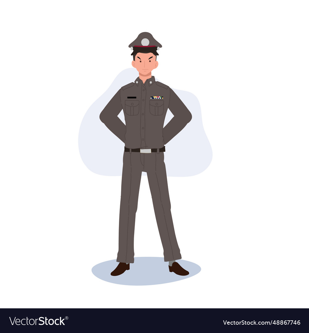 Confident thai law enforcement officer police Vector Image