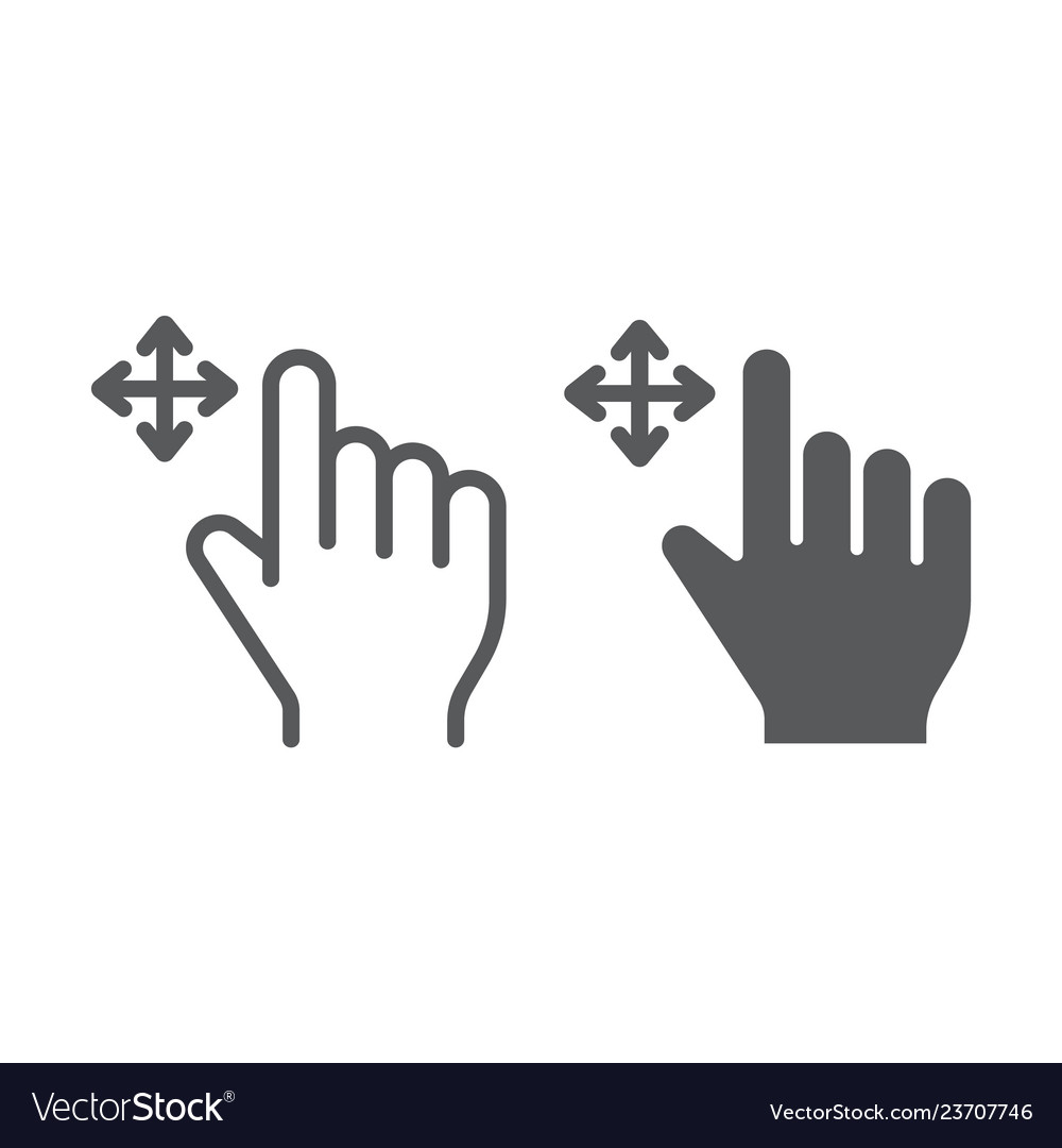 Free drag line and glyph icon gesture hand