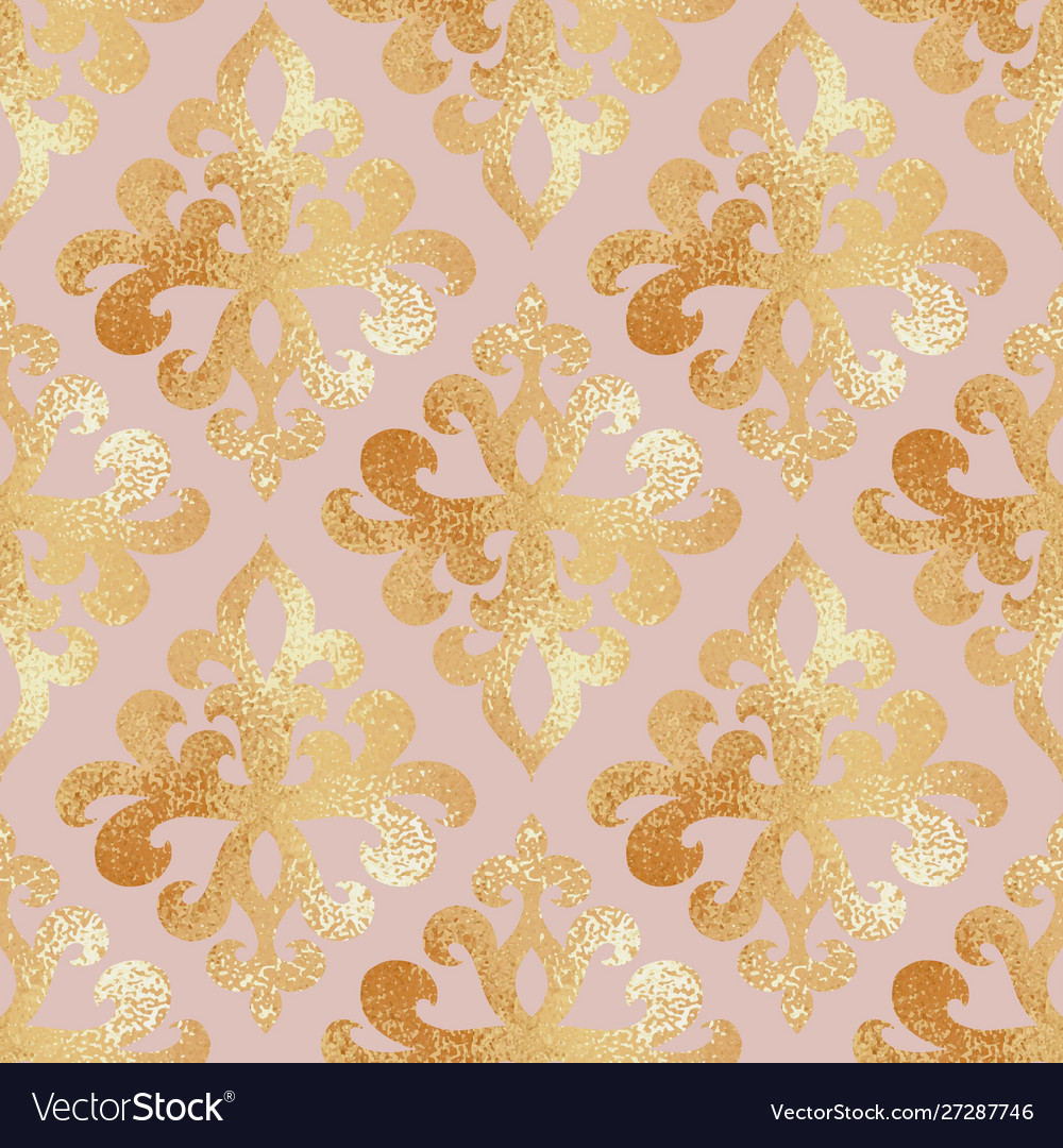 Golden damask pattern seamless background