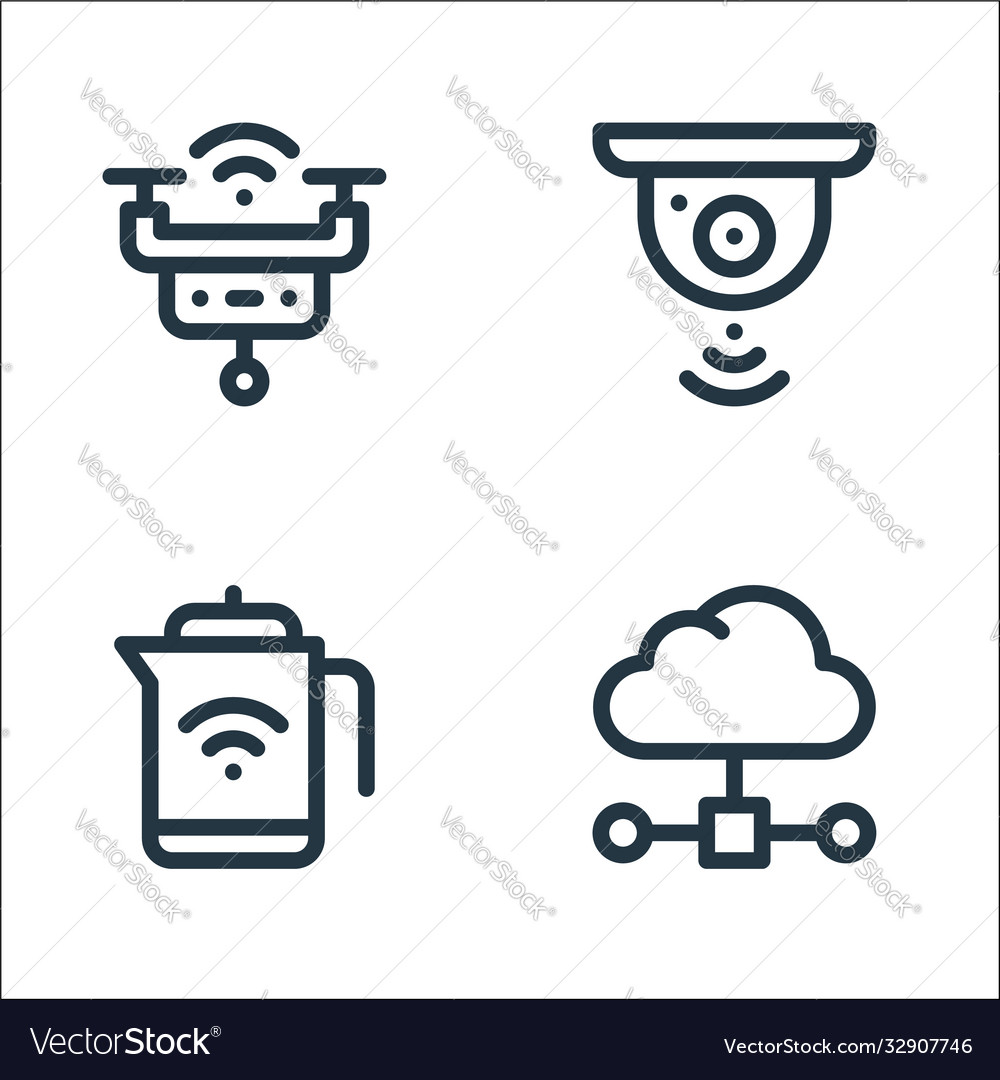 Internet things line icons linear set quality vector image Internet things line icons linear set quality