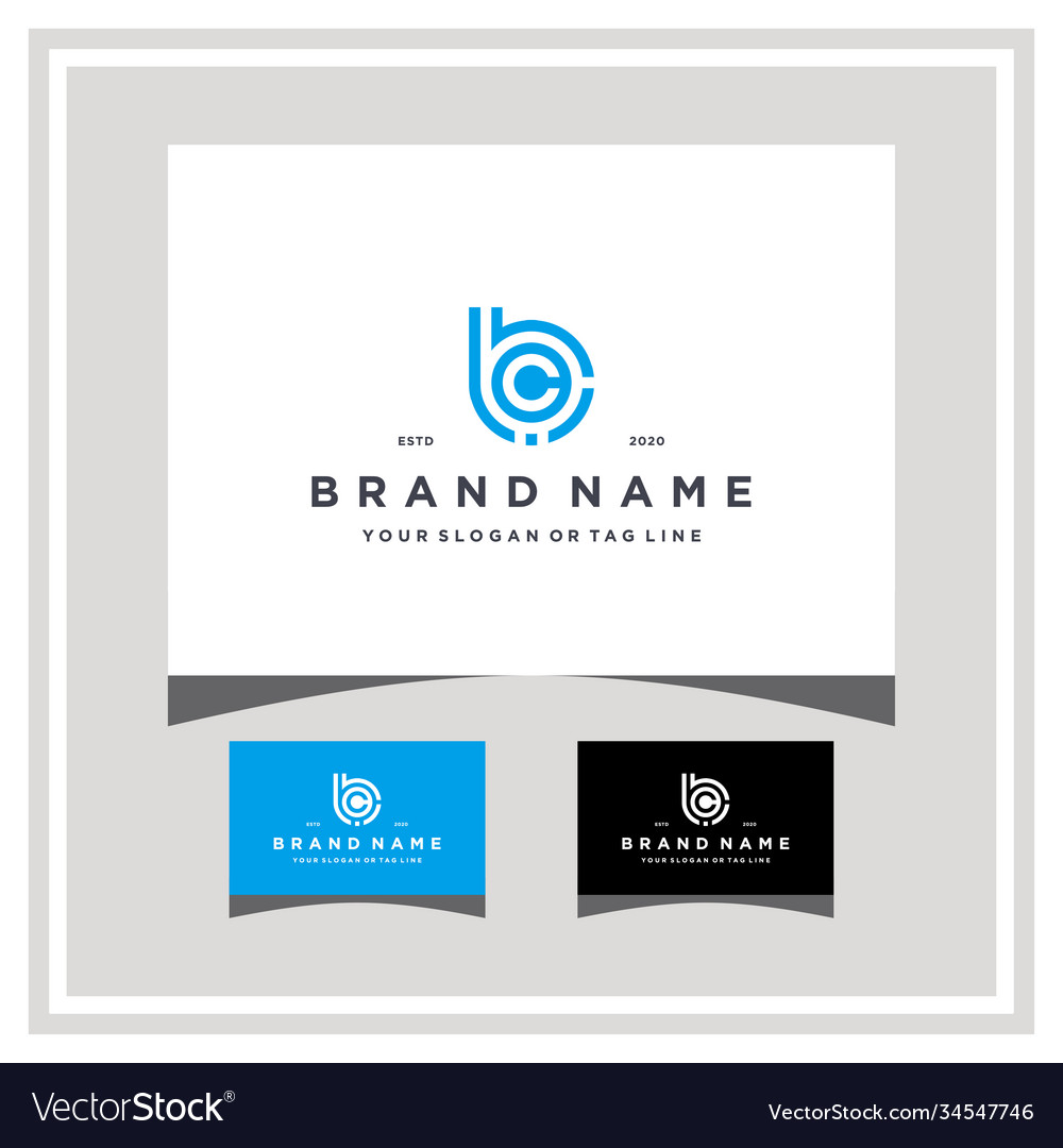 Letter bc tech logo design and business card