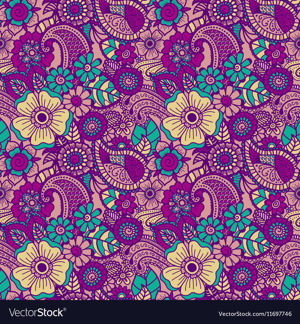 Paisley seamless colorful pattern Royalty Free Vector Image