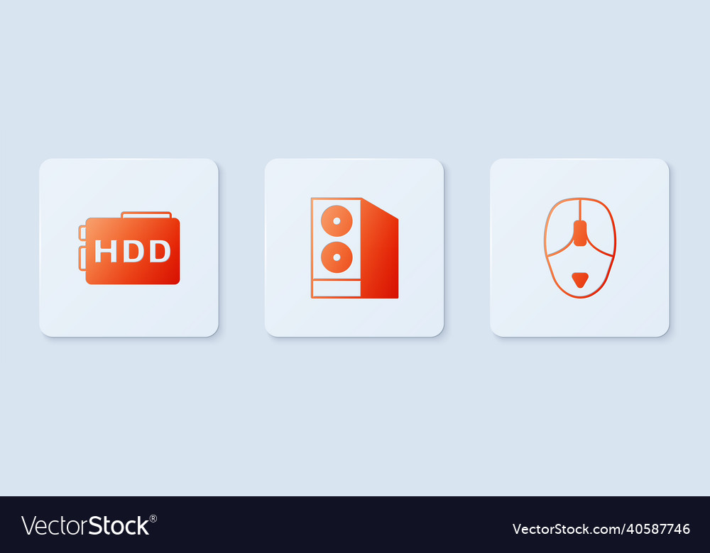 Set case of computer hard disk drive hdd vector image Set case of computer hard disk drive hdd
