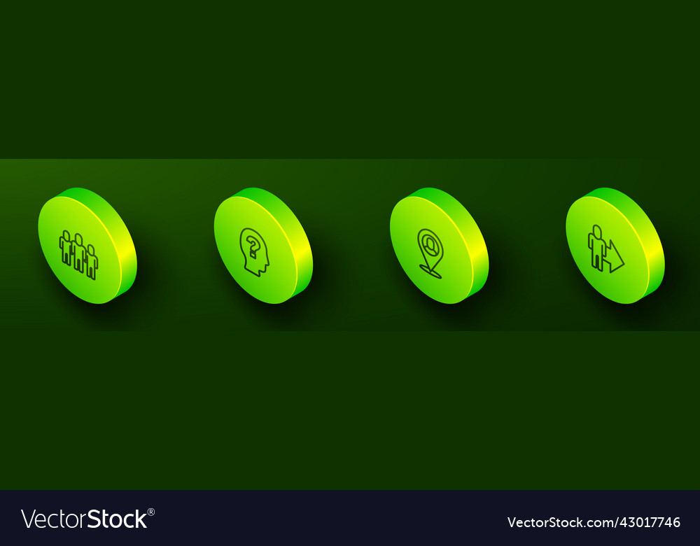 Set isometric line project team base worker Vector Image Set isometric line project team base worker