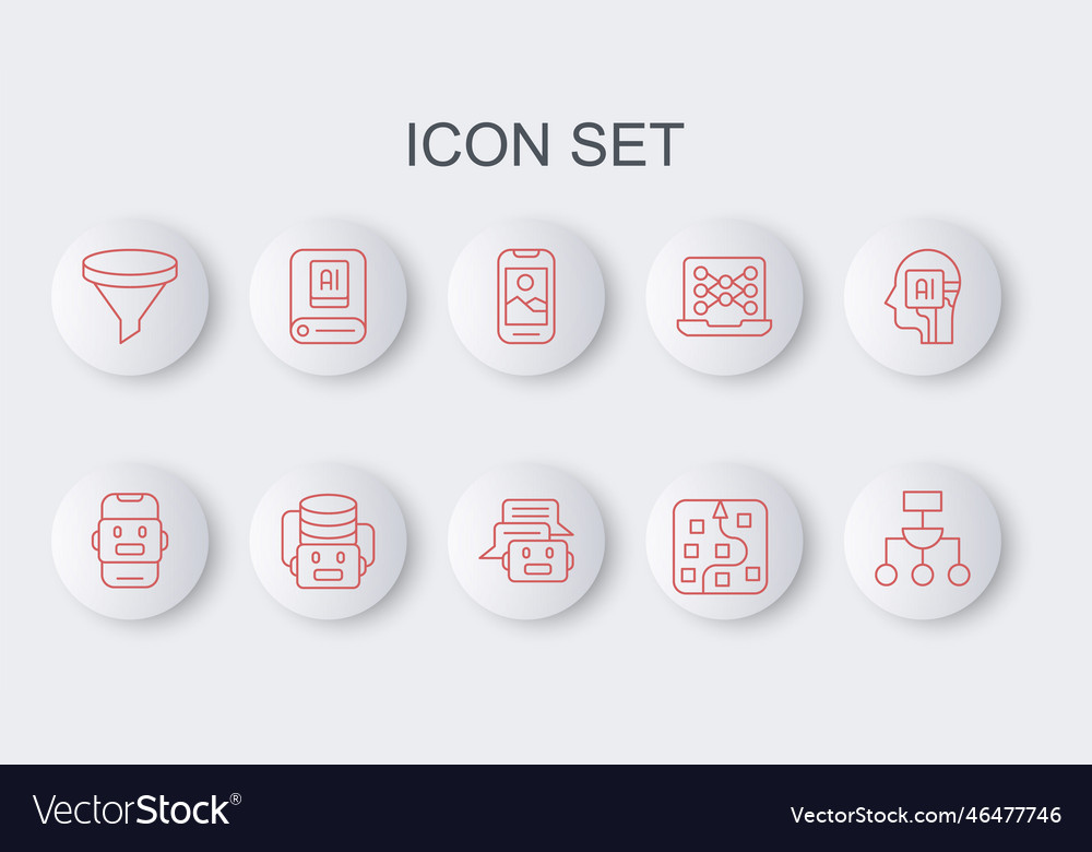 Set line algorithm chat bot mobile phone neural vector image Set line algorithm chat bot mobile phone neural