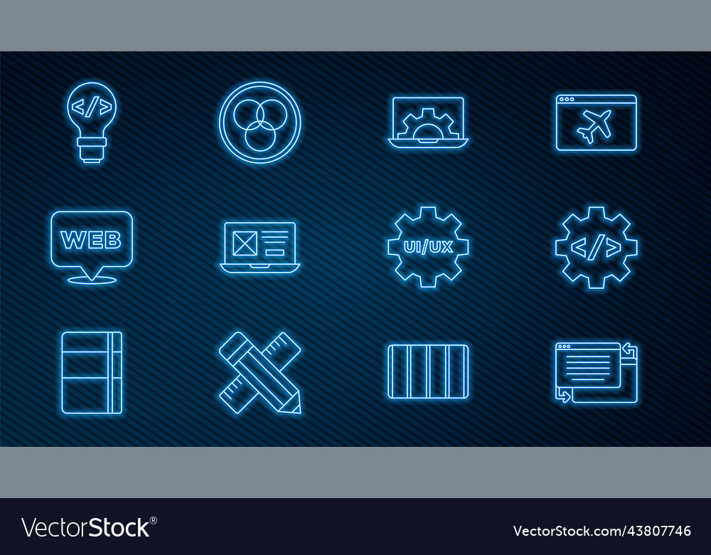 Set line ui or ux design front end development vector image Set line ui or ux design front end development