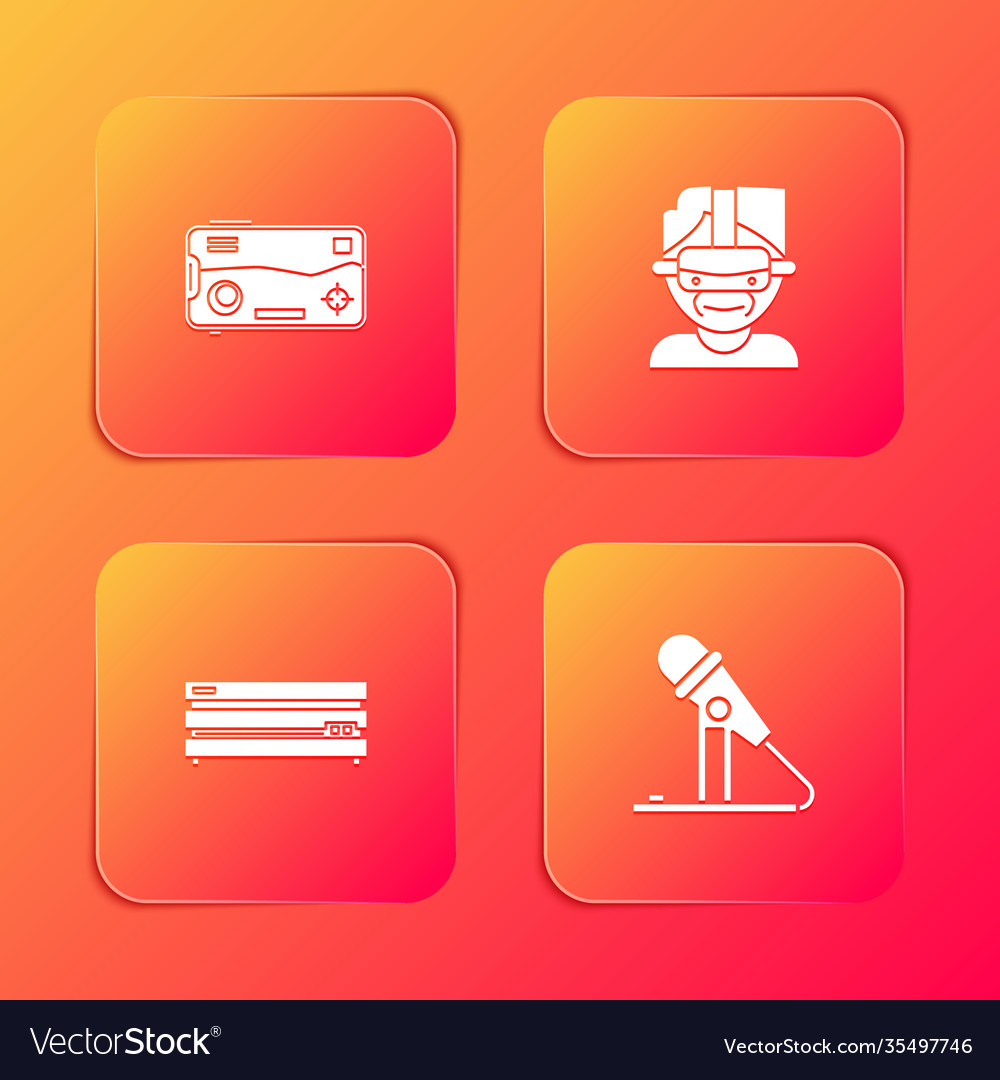 Set mobile and playing in game virtual reality vector image Set mobile and playing in game virtual reality