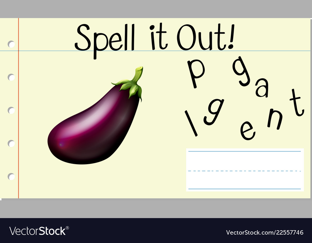 Spell english word eggplant Royalty Free Vector Image