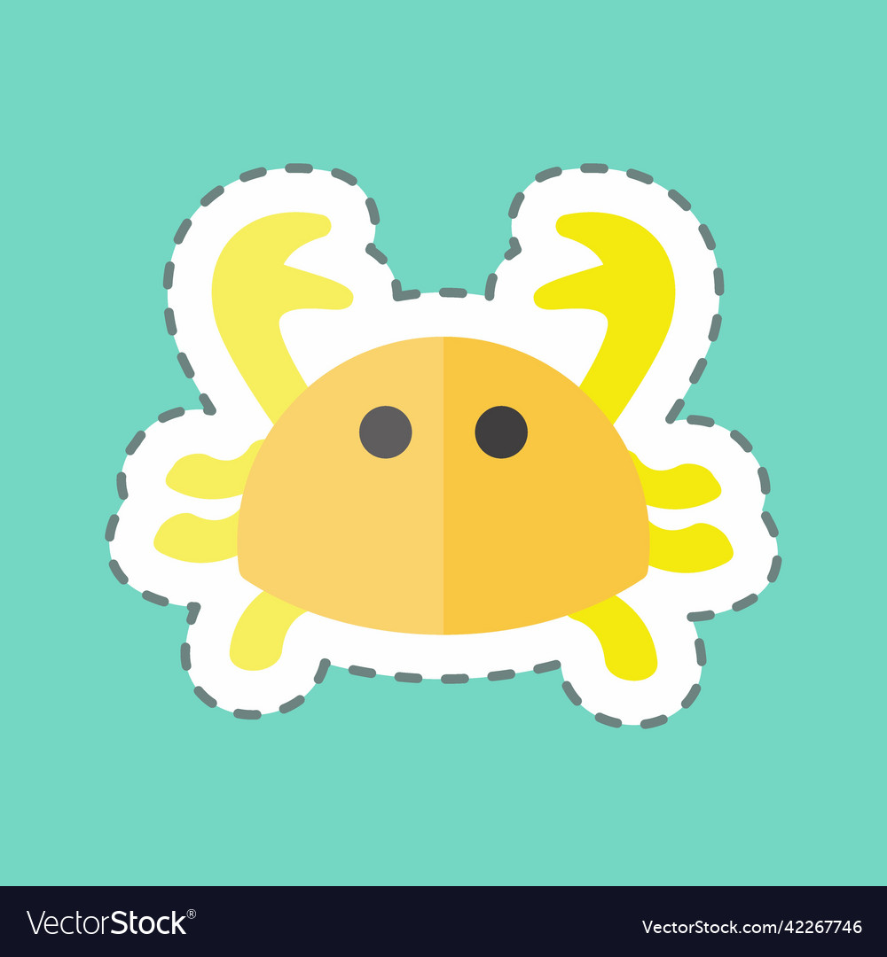 Sticker line cut crab suitable for sea symbol