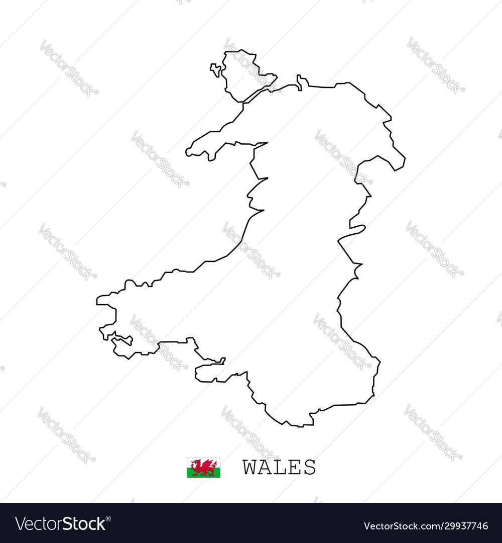 Wales Karte Linie linear dünn einfach