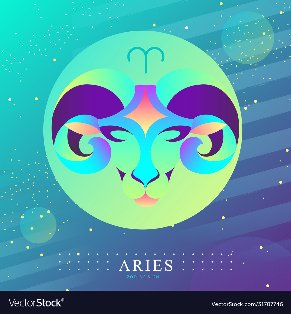 Witchcraft card with astrology aries zodiac sign Vector Image