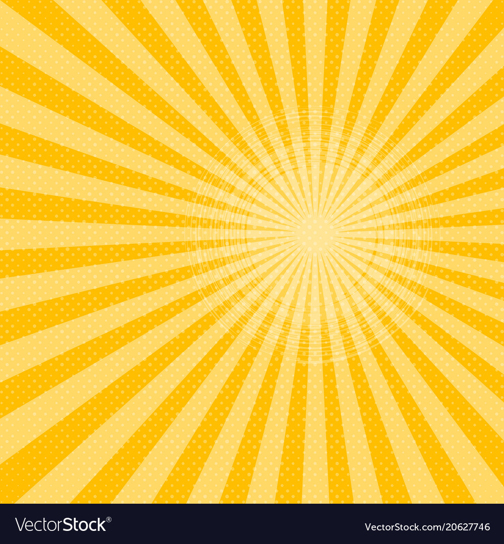 Yellow Halftone Sunbeams Background