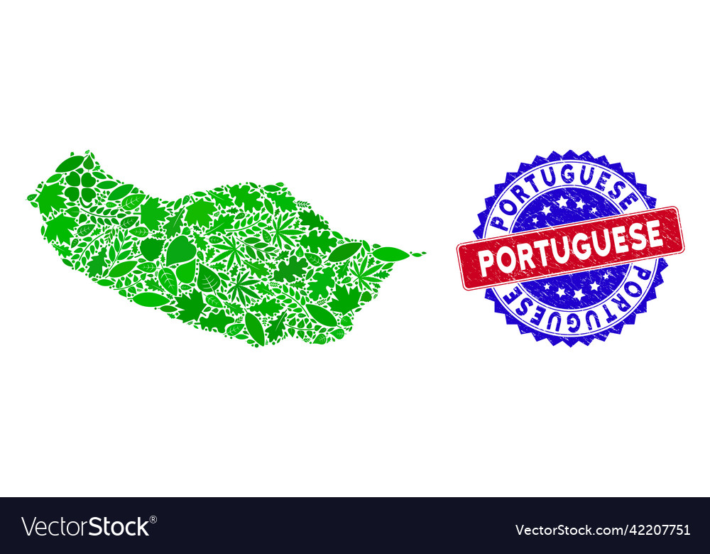 Bicolor portuguese grunge seal and leaf green