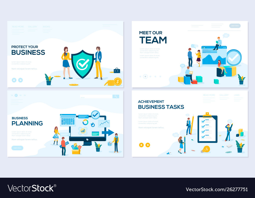 Business school website templates set vector image Business school website templates set